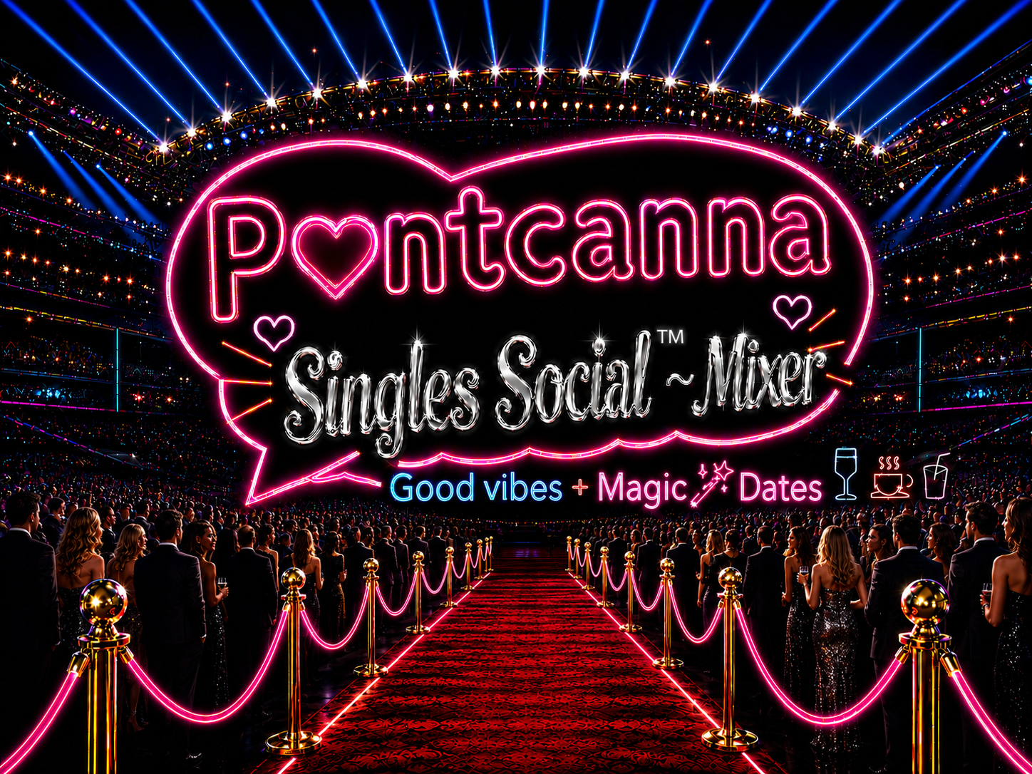 Pontcanna Singles Social neon red carpet hero image